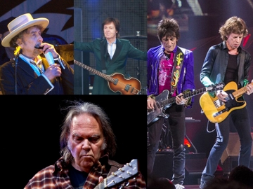 Paul McCartney, Bob Dylan, Rolling Stones i Neil Young (Izvor: Wikipedia/Ravno do dna)
