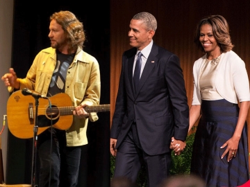 Eddie Vedder, Barack i Michelle Obama (Foto: Wikipedia) 