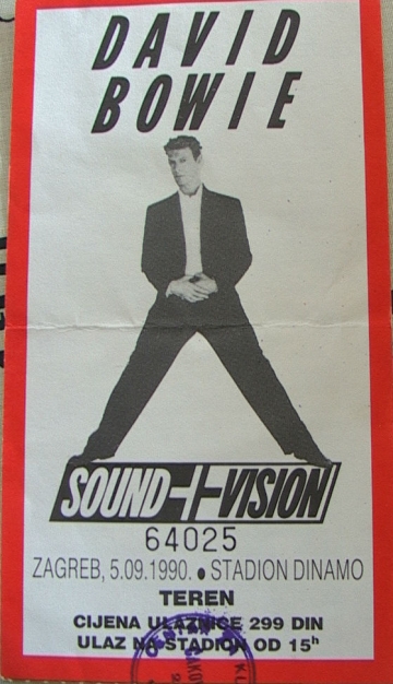 David Bowie - Sound + Vision 5. 9. 1990. Stadion Maksimir, Zagreb - ulaznica